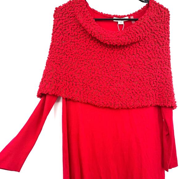 Simply Noelle Sz S/M 8-10 Sweater Red Chunky Knit Cowl Neck Off The Shoulder NWT - Picture 4 of 8
